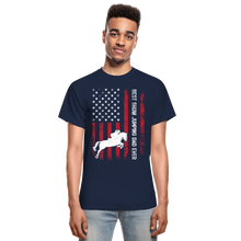 Load image into Gallery viewer, Vintage Best Show Jumping Dad Ever Usa Flag Show Jumping Fathers Day T-shirt - navy
