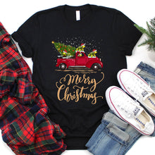Load image into Gallery viewer, Turtle Drive Vintage Red Xmas Tree Truck Santa Turtle Christmas T-Shirt
