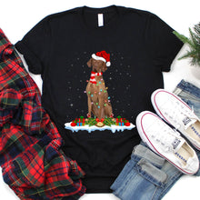 Load image into Gallery viewer, Vizsla Dog Lover Xmas Lights Santa Hat Vizsla Christmas Shirt
