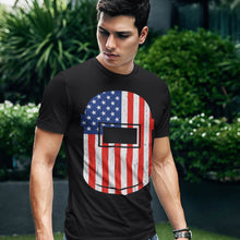 Load image into Gallery viewer, Welding Helmet American Flag Vintage Patriotic Welder T-Shirt
