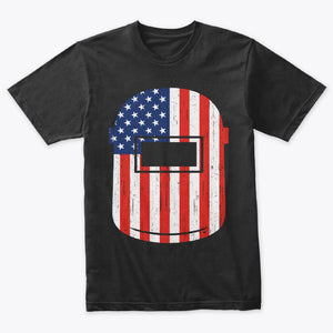 Welding Helmet American Flag Vintage Patriotic Welder T-Shirt