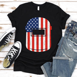 Welding Helmet American Flag Vintage Patriotic Welder T-Shirt