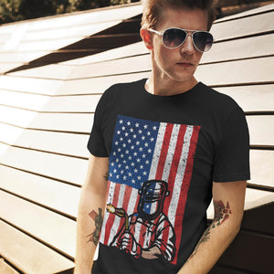 USA Patriotic American Flag Welder Vintage T-Shirt