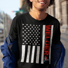 Load image into Gallery viewer, USA Patriotic American Flag Welder Vintage T-Shirt

