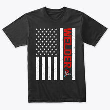 Load image into Gallery viewer, USA Patriotic American Flag Welder Vintage T-Shirt
