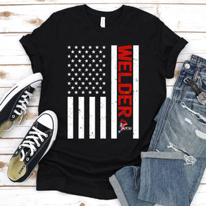 USA Patriotic American Flag Welder Vintage T-Shirt