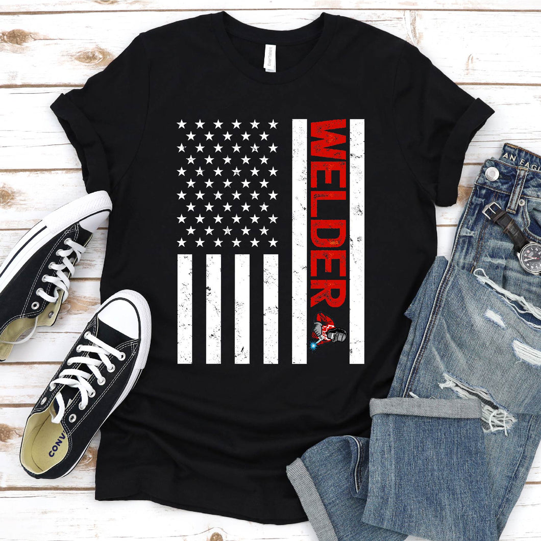 USA Patriotic American Flag Welder Vintage T-Shirt